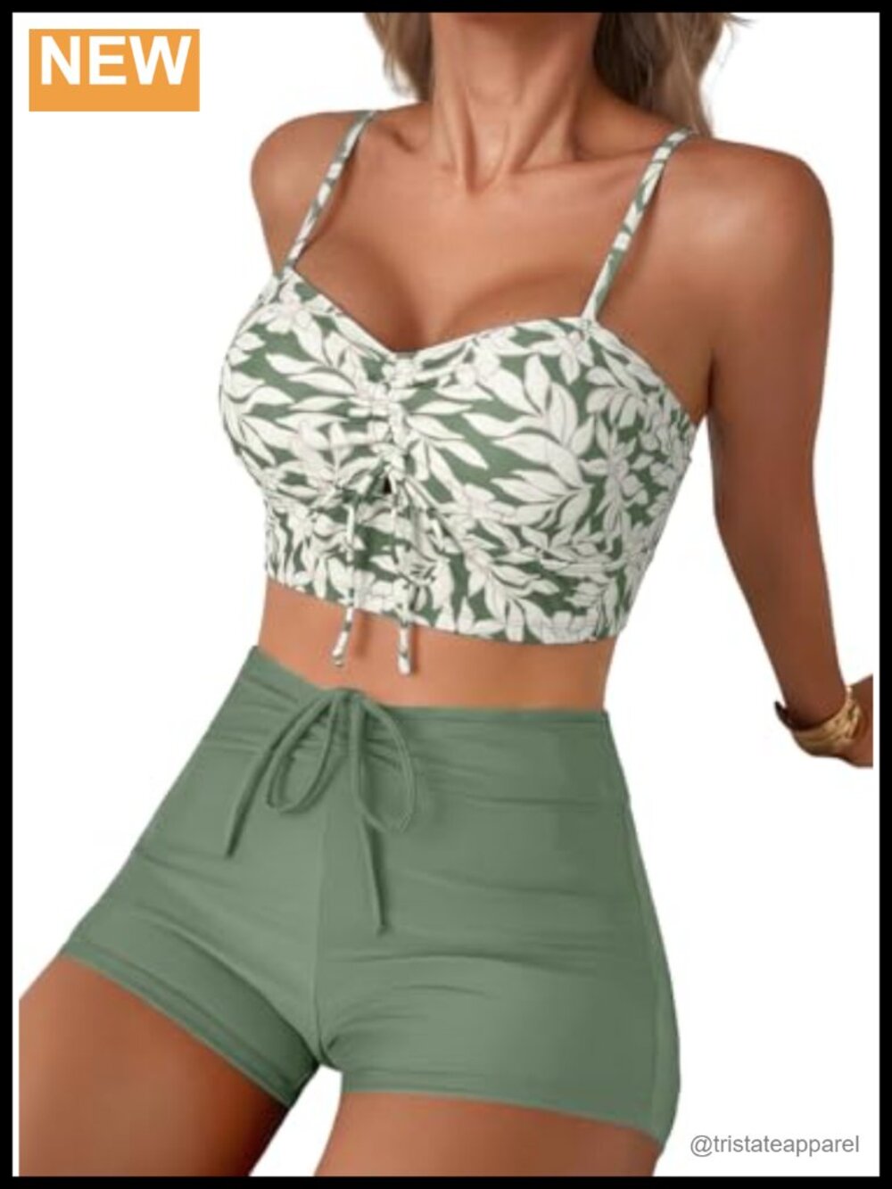 High Waisted Bikini Set with Shorts Tummy Control Two Piece